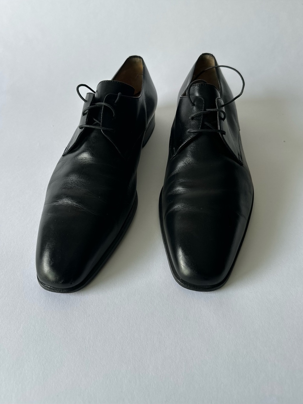 MORESCHI Made in Italy Black Leather Plain Toe Derby Shoes Size 10 US / 9 EU